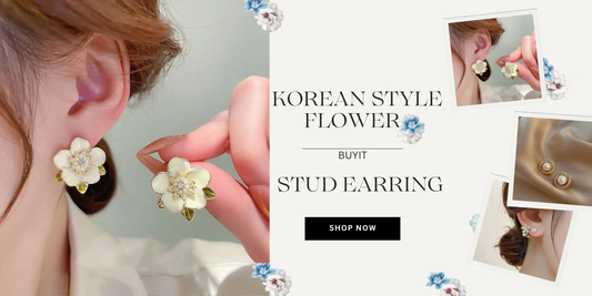 Shop Korean style flower stud earrings online at best prices – trendy women’s jewellery