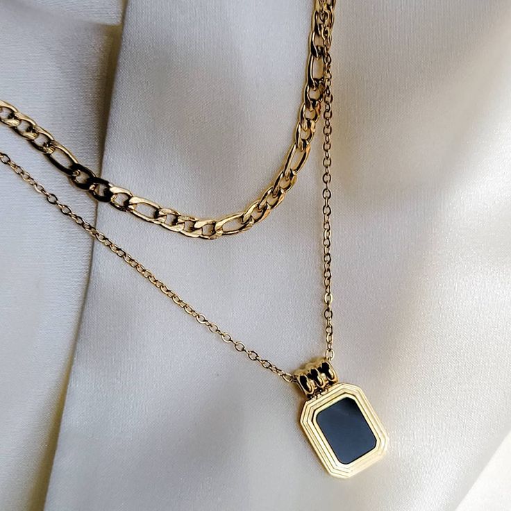 Dual Layer Gold Plated Chain with Pendant