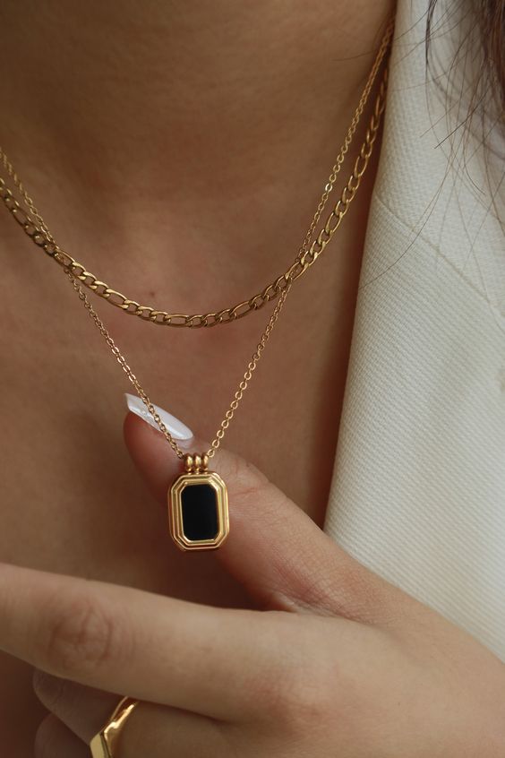 Dual Layer Gold Plated Chain with Pendant