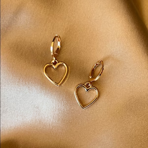 Gold Heart Hoop Earrings