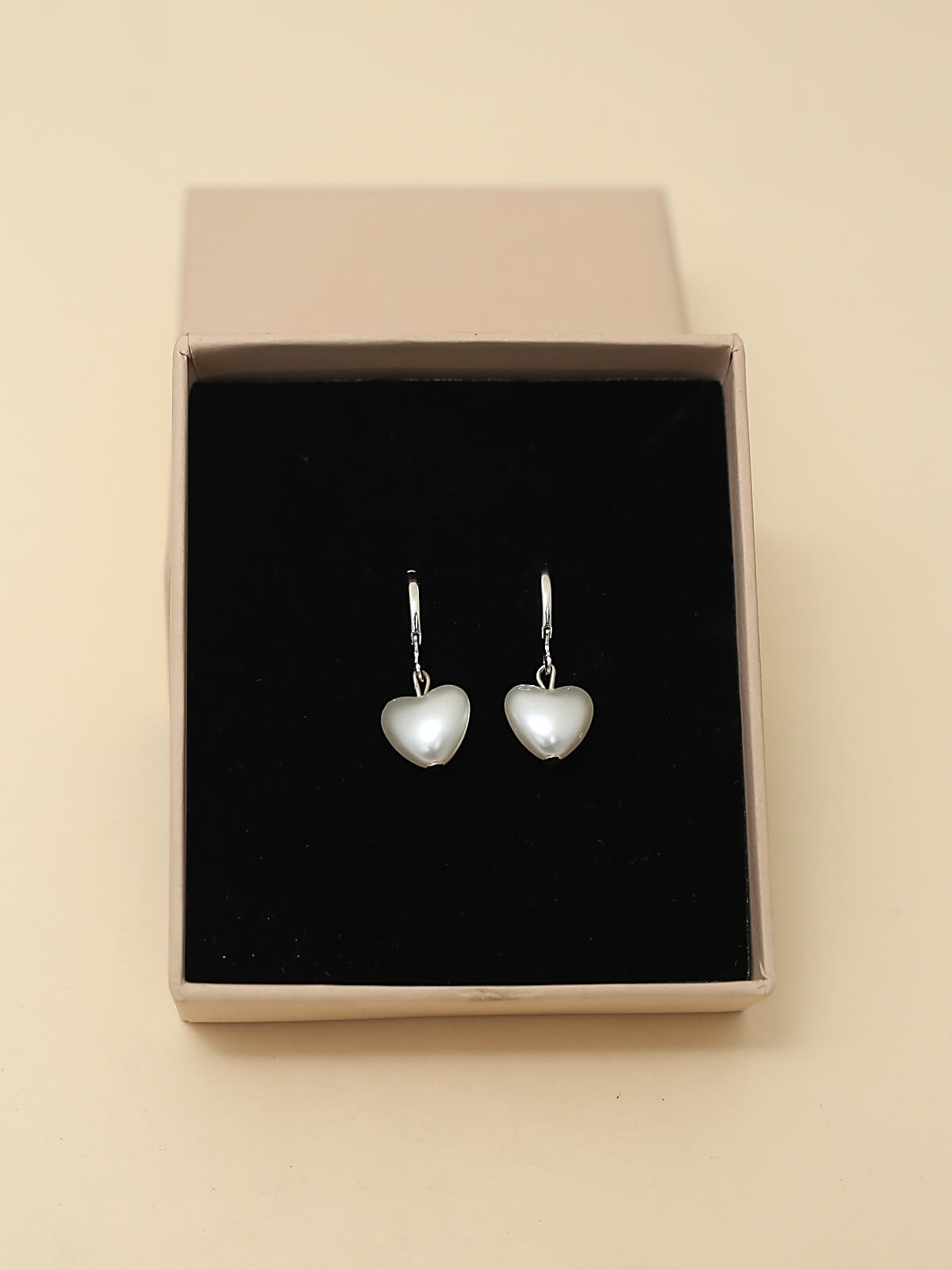 Silver Heart Drop Earrings