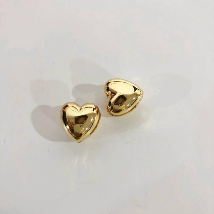 Love Heart Gold Stud Earrings