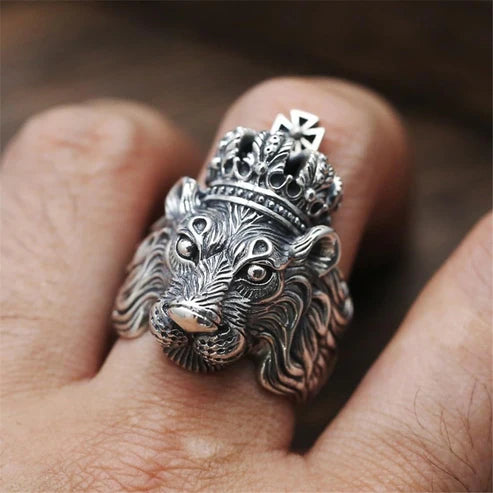 Regal King Lion Crown Ring For Men