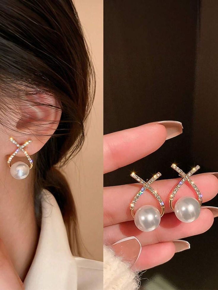 Crisscross Pearl Drop Earrings