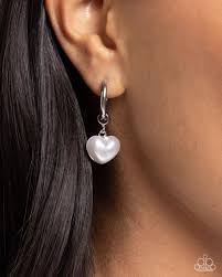 Silver Heart Drop Earrings