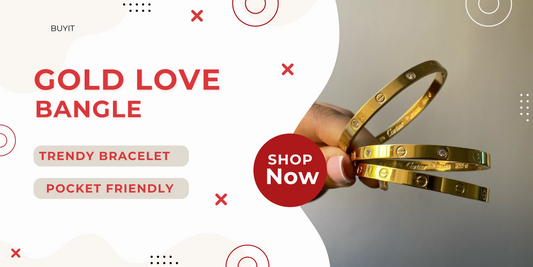 Gold Love Bangle Bracelet With Crystal Accents – A Timeless Symbol of Love & Elegance