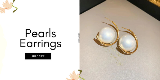 Elegant pearl earrings with golden hoop design shop online at best prices