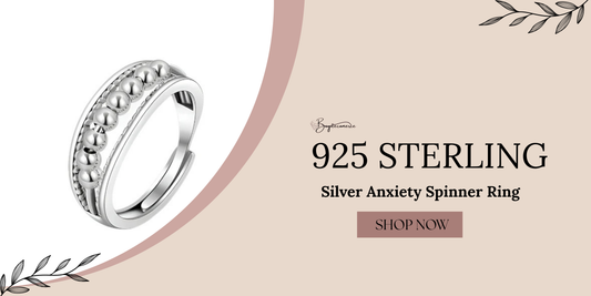 925 Sterling Silver Anxiety Spinner Ring Adjustable Fidget Band for Men and Women