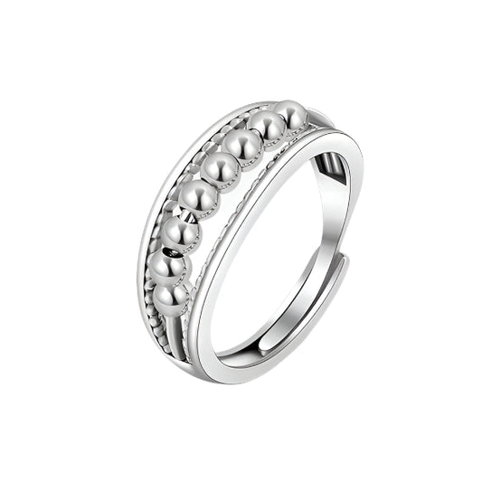 925 Sterling Silver Anxiety Spinner Ring – Adjustable Fidget Band for Men and Women