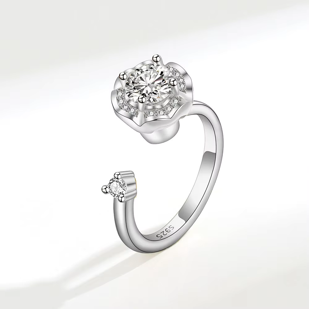 Anti Anxiety Flower Spinner Ring for Women