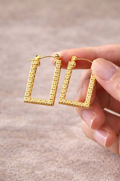 Textured Gold Rectangle Hoop Earrings