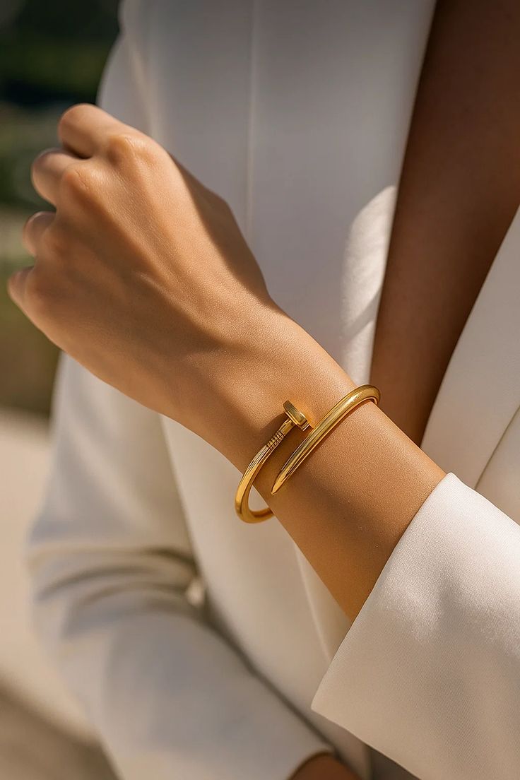Minimalist Gold Nail Cuff Bracelet