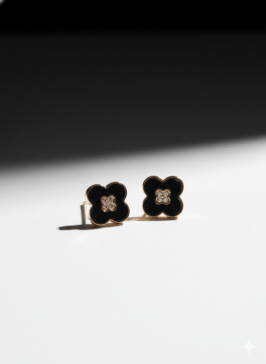 Elegant Clover Enamel Stud Earrings
