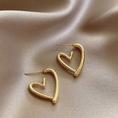 Gold Heart Stud Earrings