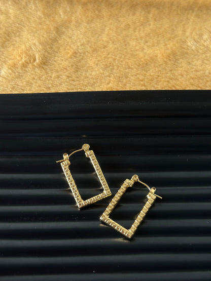 Textured Gold Rectangle Hoop Earrings
