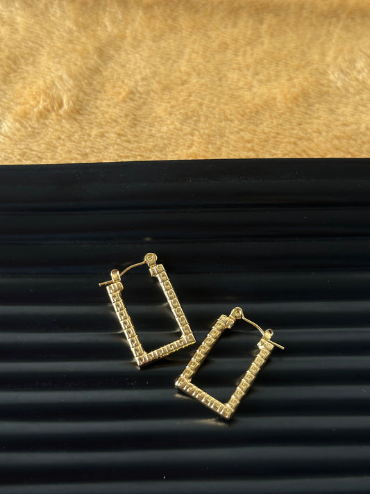 Textured Gold Rectangle Hoop Earrings