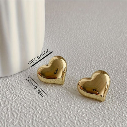 Love Heart Gold Stud Earrings
