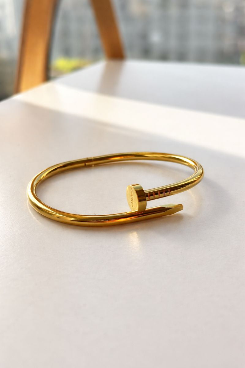 Minimalist Gold Nail Cuff Bracelet
