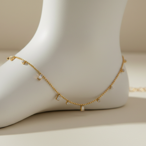 Rectangular stone anklet
