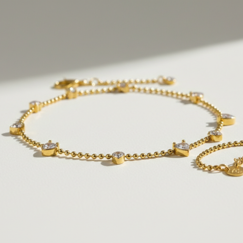 Heart stone chain anklet